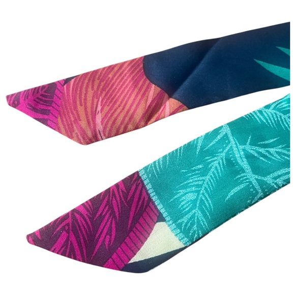 Twilly Skinny Scarf Floral Tropical Print Hair Bag Neck Tie Wrap - Picture 3 of 6